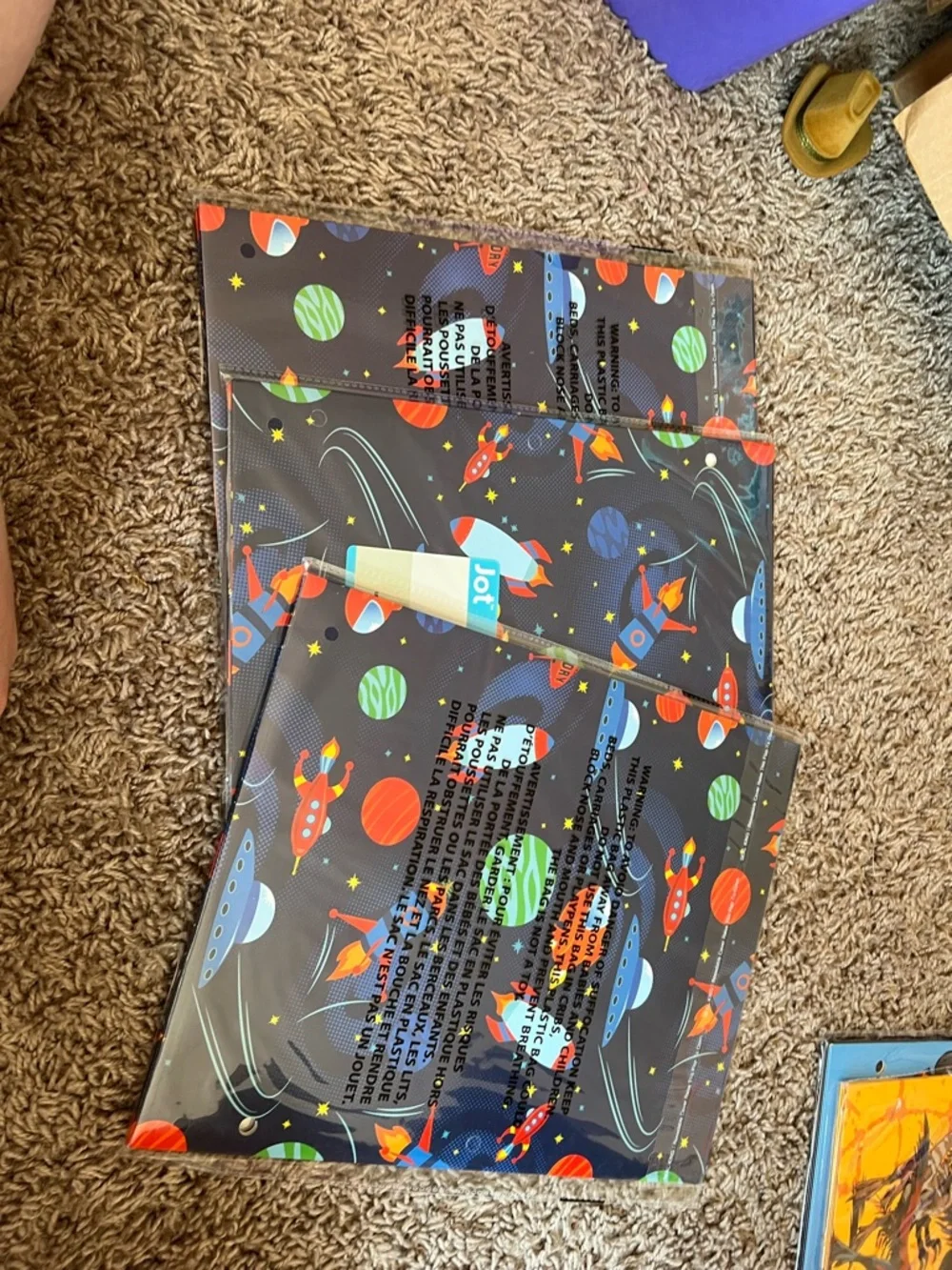 Space Rocket Portfolio 2-Pack in Black with Colorful Planets